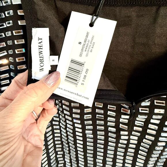 NWT WeWoreWhat Black Geo Crystal Midi Skirt.  Size S - Picture 6 of 6